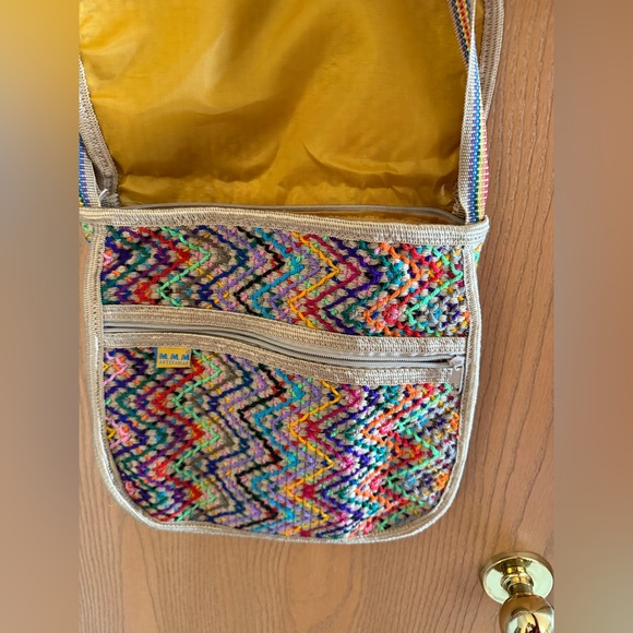 MMM ARTESANIAS Handmade Rainbow Quilted Boho Vintage Retro Crossbody Bag Purse - Picture 6 of 11